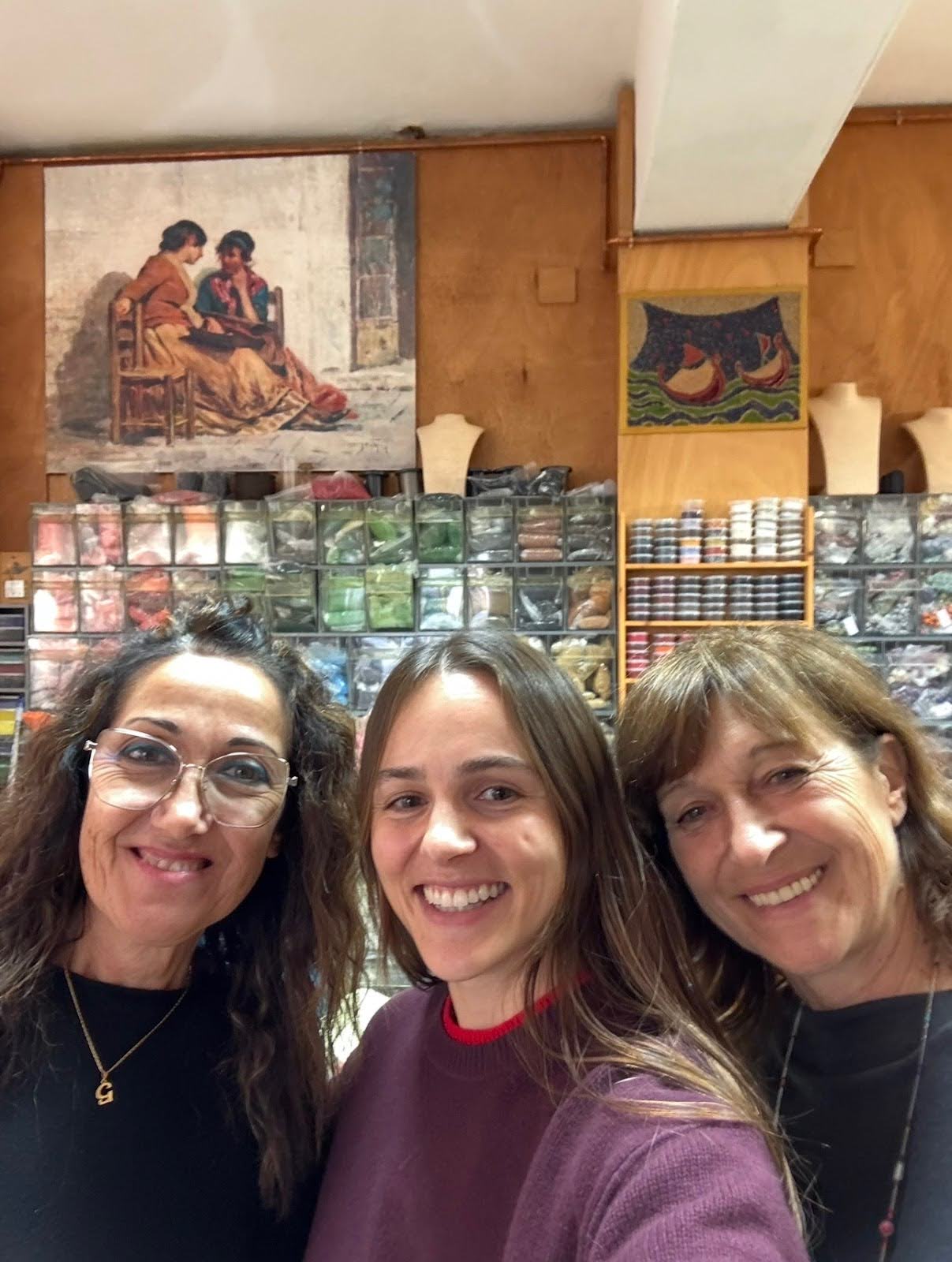 Selfie with Luisa Conventi (right) and her friend and fellow beader Julia. Photography Credit: Claire Johnston