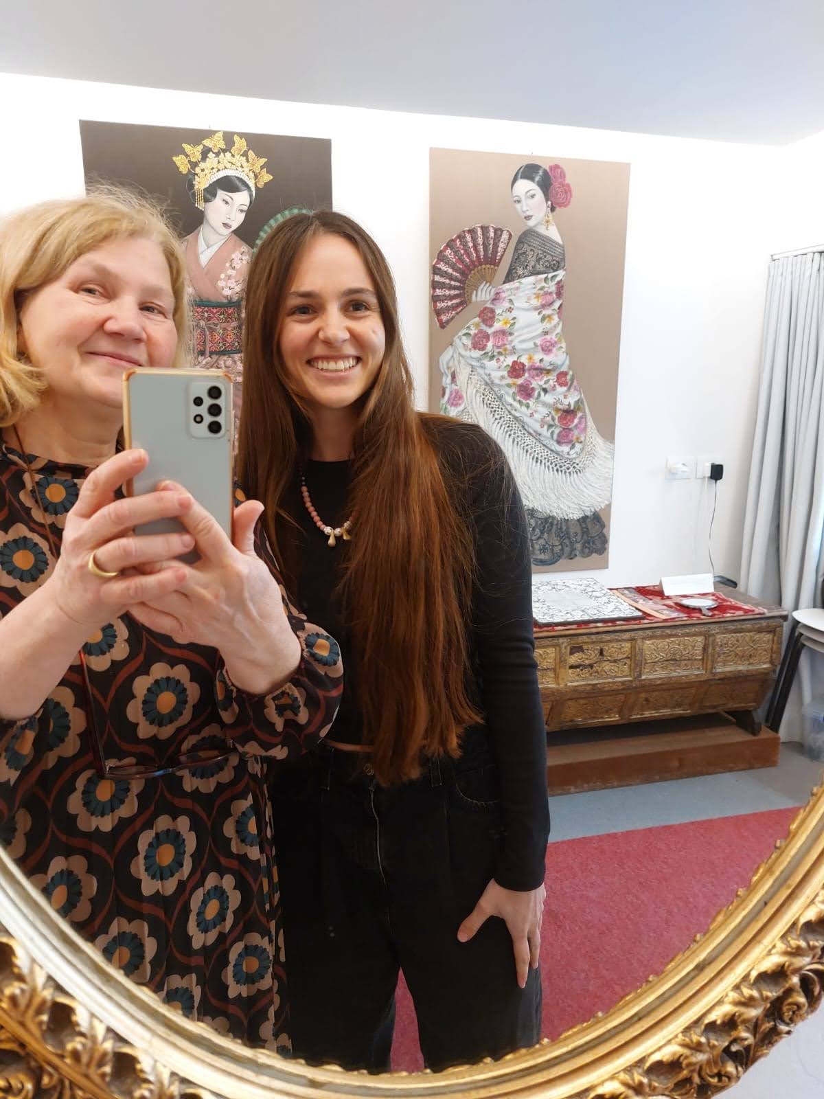 Selfie with Marisa Convento in her studio at Bottega Cini. Photography Credit: Claire Johnston